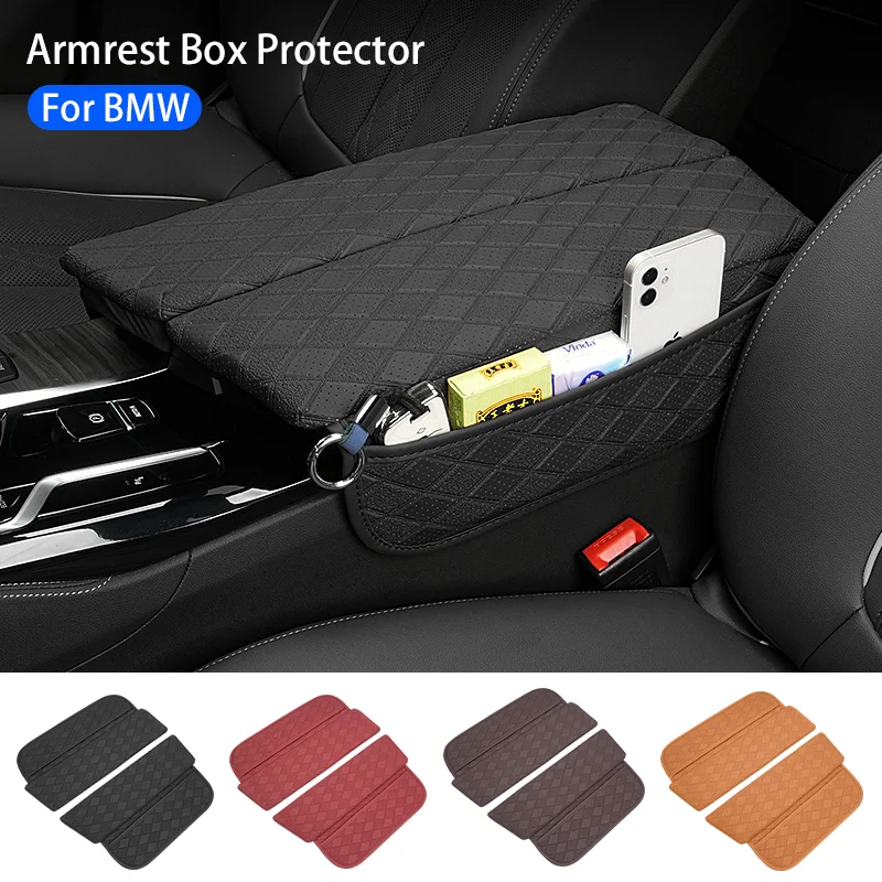 Car Armrest Protector Cover Center Console PU Leather Pad With Storage For BMW 5 Series G30 G32 6GT 2018-2023 Auto Accessories