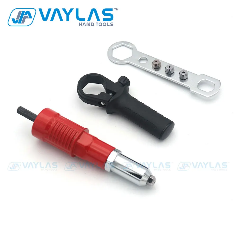 Electric Pull Rivet Gun Tools Set Red/Blue Riveting Nut Drill Adapter Kit 2.4mm-4.8mm Workshop Nail Riveting Metal Supplies