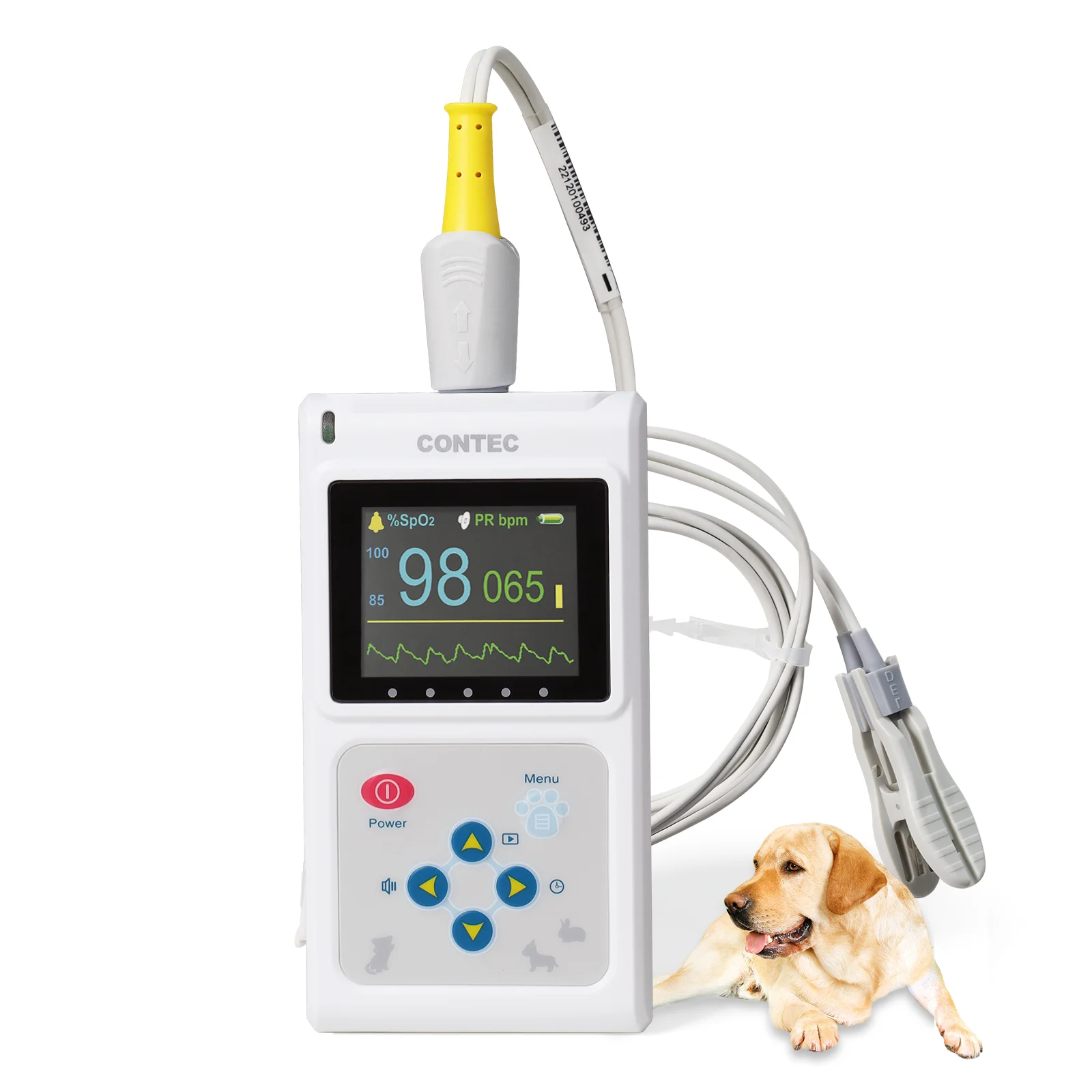 CONTEC Veterinary Pulse Oximeter Handheld Pulse Oximeter for Animals 24 hours SPO2 Pulse Rate Monitor Adjustable Alarm CMS60D-VE