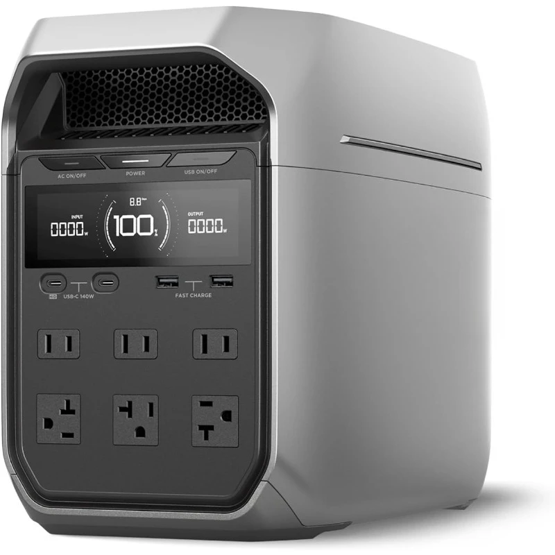 

Portable Power Station DELTA 3 Plus, 1024Wh LiFePO4 (LFP) Battery, 1800W AC/140W USB-C Output, Solar Generator (Solar