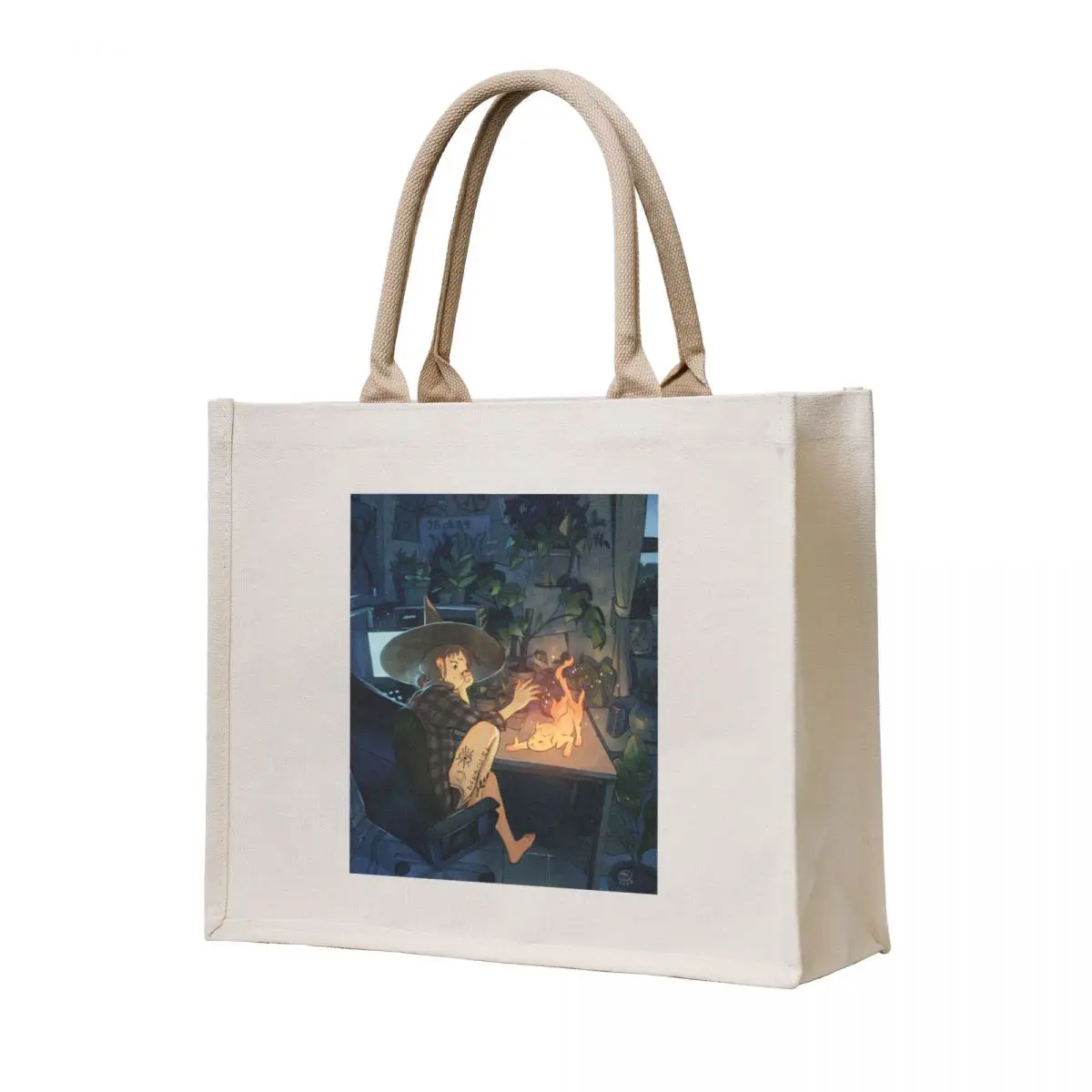 

Fire Ghost Kitty Tote Bag tote bags aesthetic Big bag bags for women