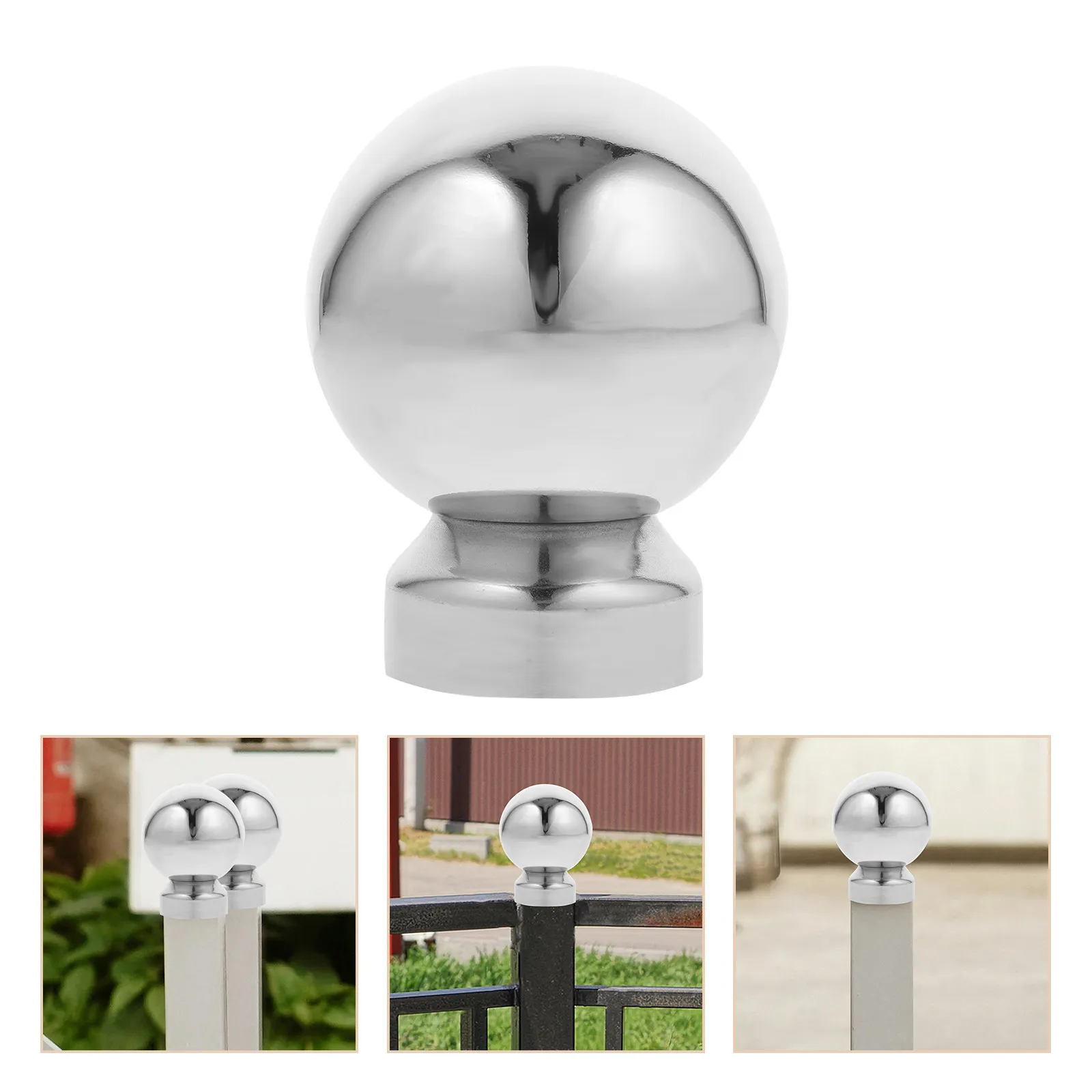 Hollow Stainless Steel Ball Finial Integrated Decorative Fence Post Cap Garden Fence Topper Stair Handrail Outdoor Finial