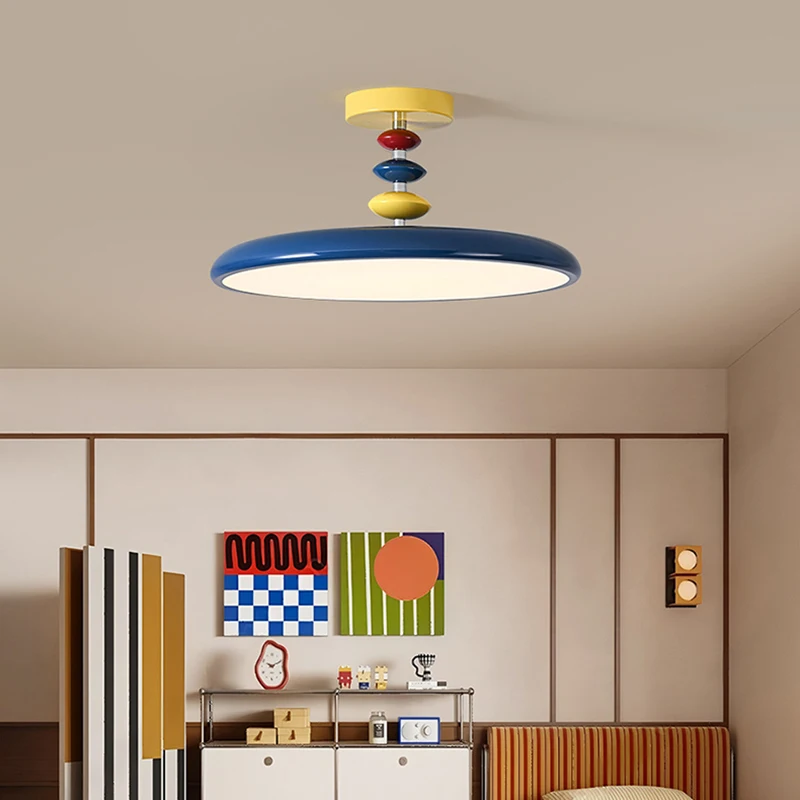 Memphis Bedroom Ceiling Lights Colorful Cream Style Children's Room Light LED Modern Warm Boy Girl Bedroom Decor Ceiling Lamps