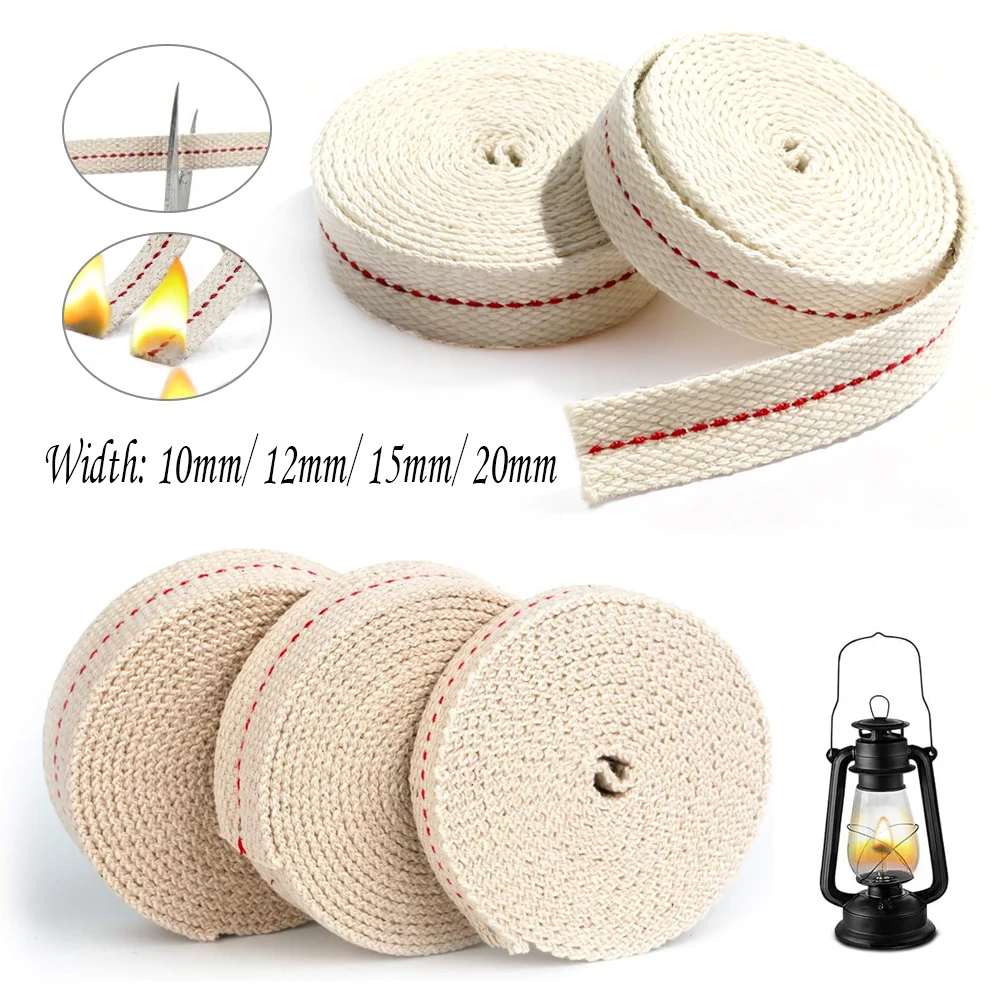 1Meter/Roll Oil Lamp 1/1.2/1.5/2cm Width Wick for Oil Lamp Braided Cotton Wick For Oil Lamp Flat Wick