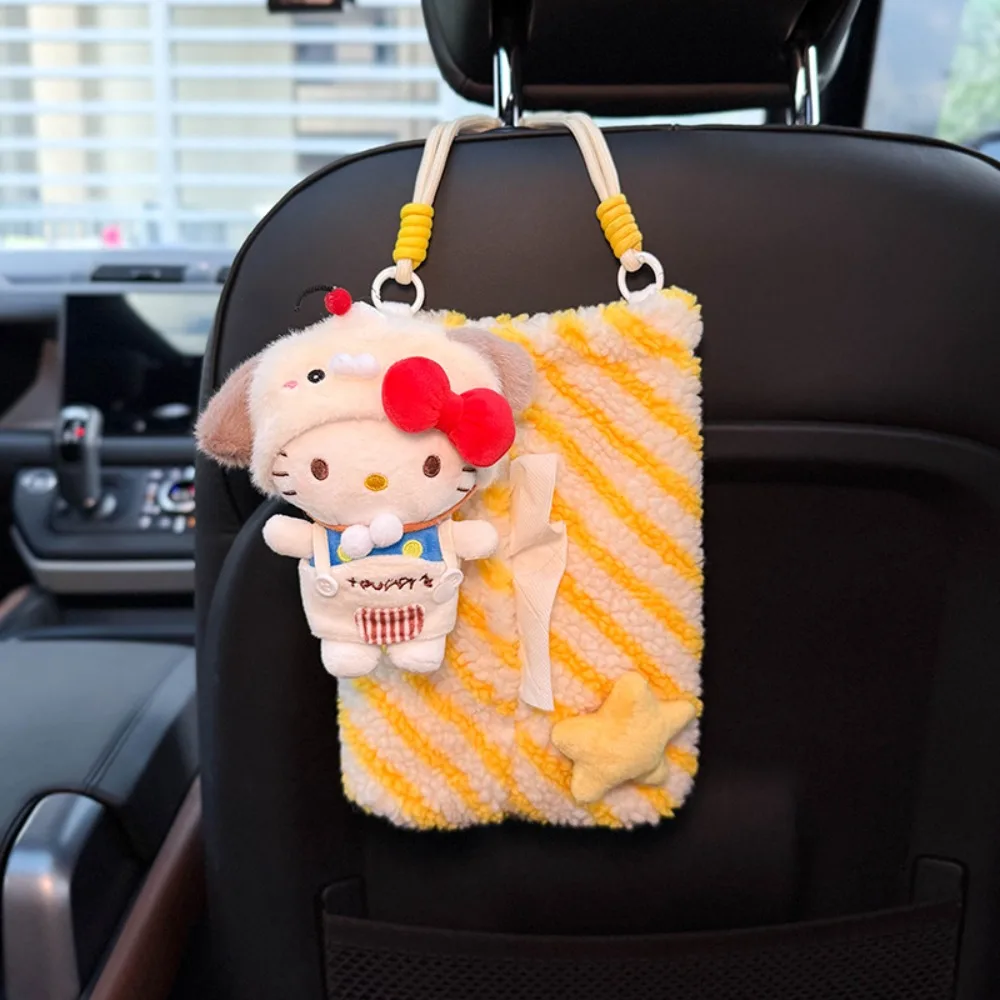 

Hello Kitty Car Tissue Storage Bag Auto Paper Towels Bag Hanging Seat Back Organizer Tissue Container Interior Parts