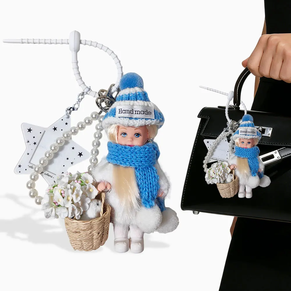 

Оригинальный брелок ручной работы с куклой Баби с голубыми глазами, корейская версия, изысканный милый брелок-кукла Келли, подвеска для сумки, подарок на день рождения