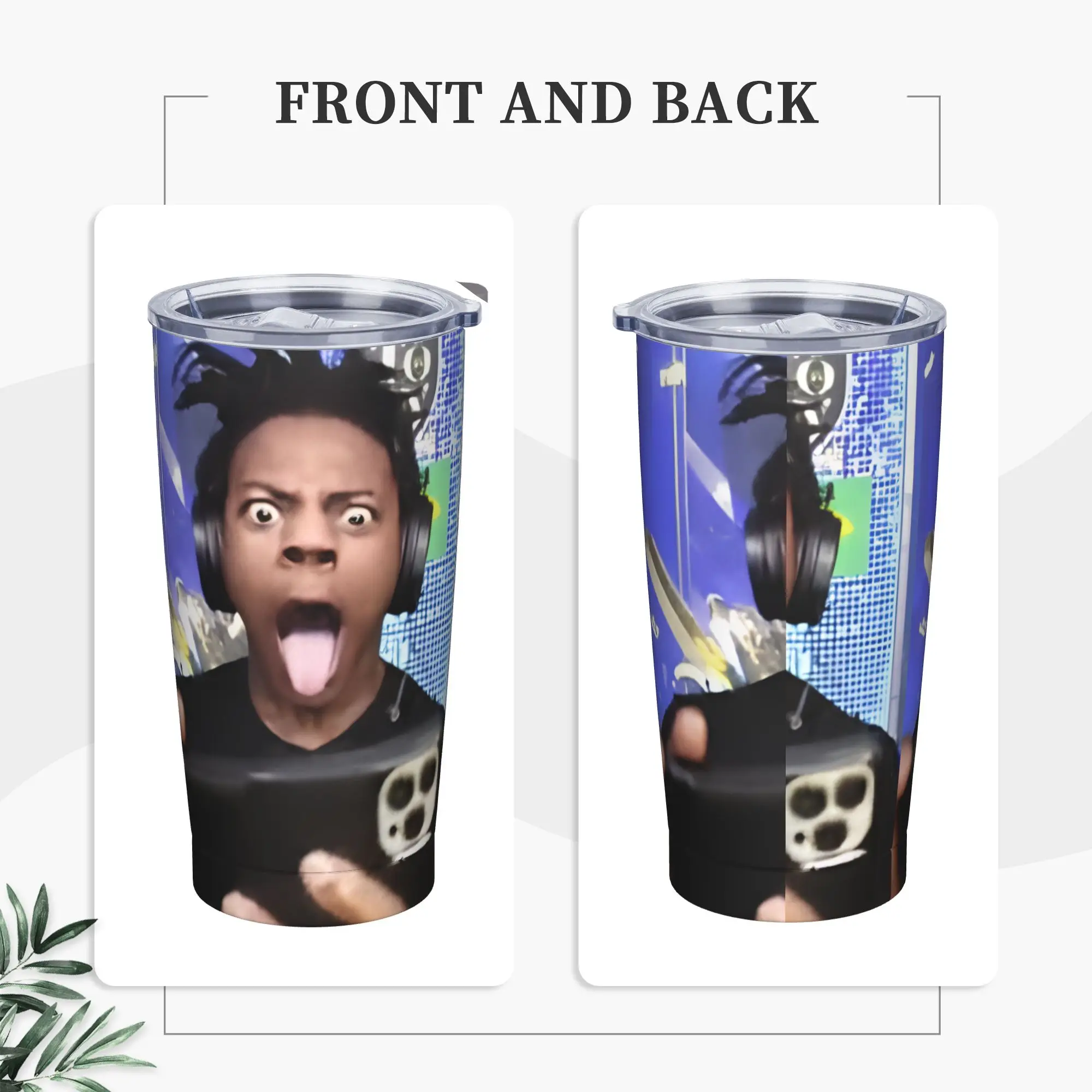 IShowSpeed Funny YouTuber Insulated Tumbler with Straws  Stainless Steel Thermal Mug Double Wall Hot Cold Drinks Cups, 20oz