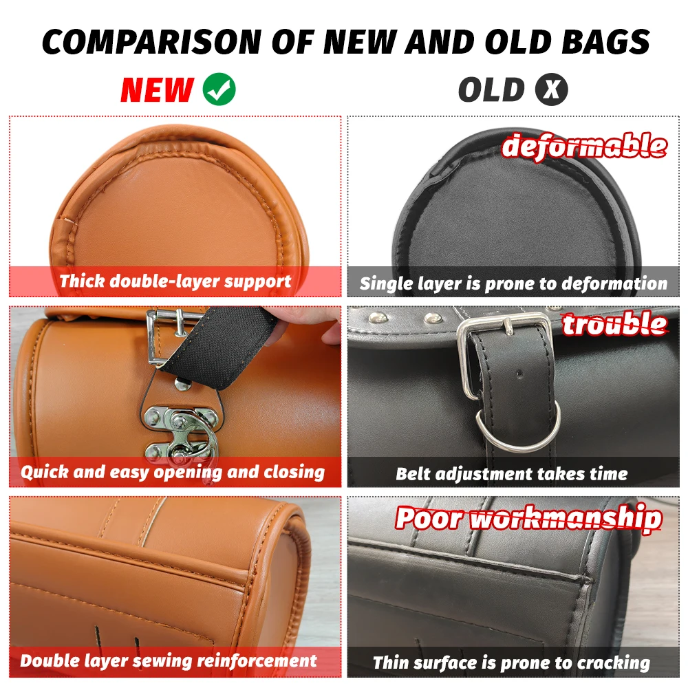 Black Motorcycle Saddlebag with Mounting Straps Handlebar Storage Practical Tool Accessories