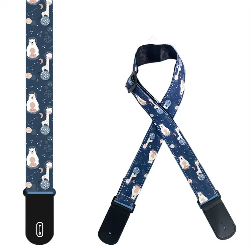 Cute Cartoon Guitar Strap Personalized Colorful Printed Electric Guitar Belt Adjustable Music Hobby Acoustic Guitar Strap