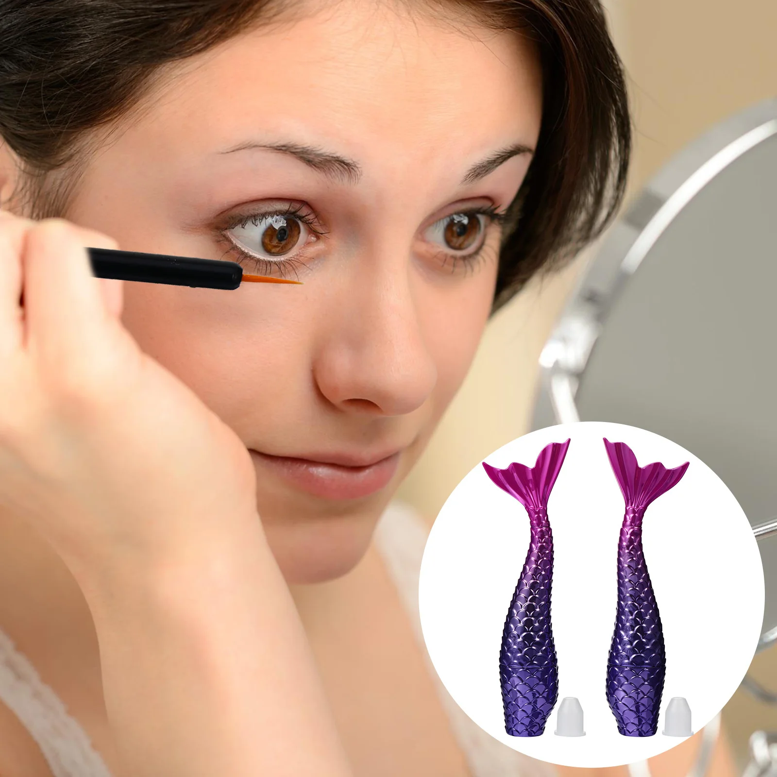 

2Pcs Eyeliner Pen Tube Transparent Refillable Eyeliner Container for Liquid Gel Nail Polish Portable Storage