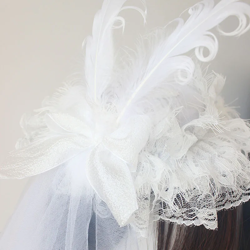 1pc Fashion Gothic Black and White Feather Hair Clips Handmade Lolita Hair Accessories Versatile Sweet Cute Hair Bows