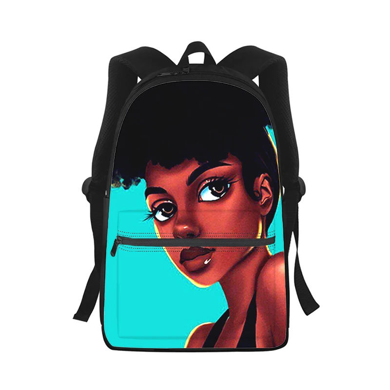 Black Girl Painting Pretty Backpack para homens e mulheres, 3D Print, Fashion Student School Bag, Laptop Backpack, Kids Travel Shoulder Bag