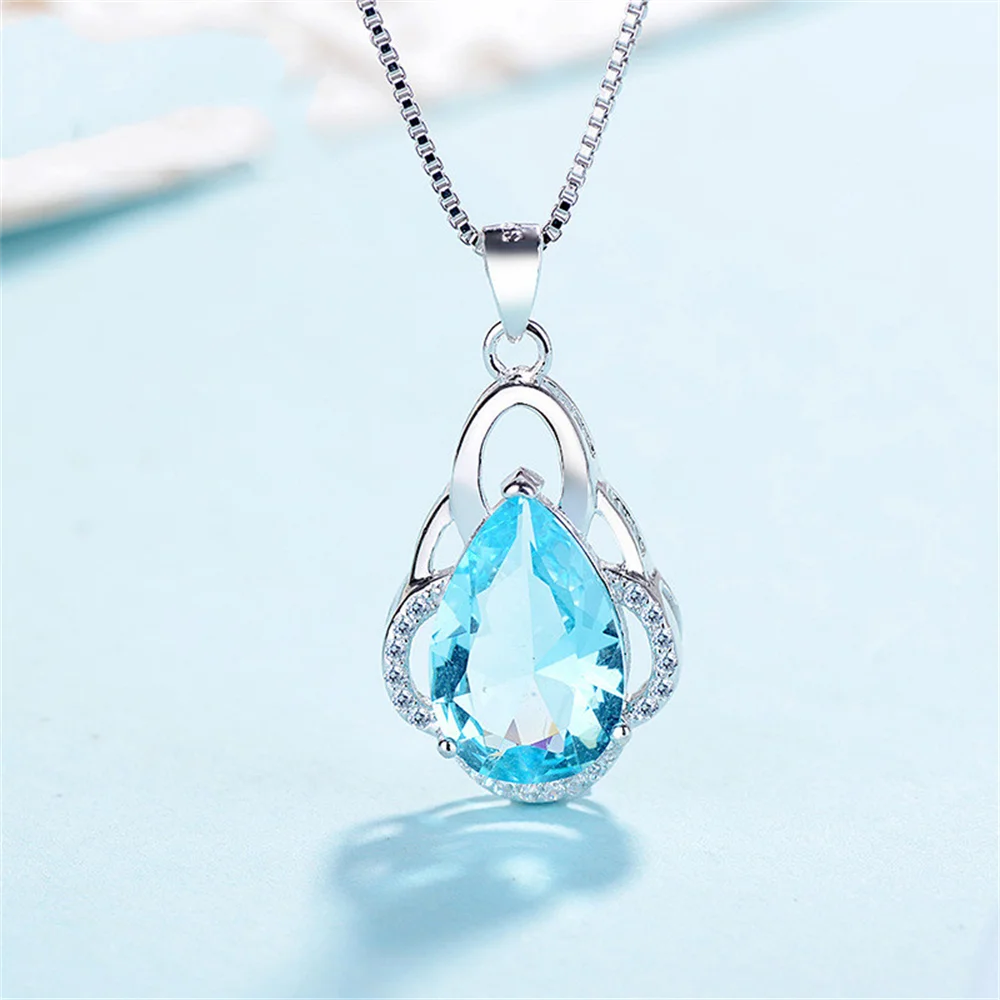 

Новое корейское ожерелье из стерлингового серебра S925, подвеска «Средиземноморская синяя любовь», модная женская цепочка на ключицу