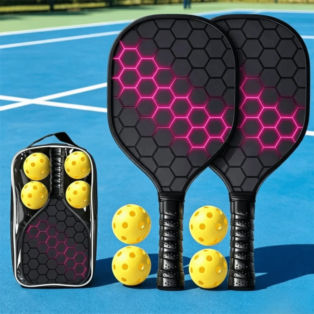 Lightweight Pickleball Paddle Set Non Slip Breathable Pickleball Racquets Set Shock Absorbing Handle Large Sweet Area