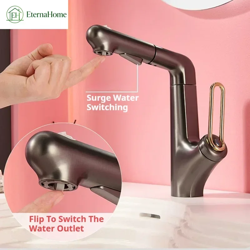 New Colorful Basin Faucets Household Lifting Pull Out Taps Hot and Cold Bathroom Cabinet Wash Basin Faucet Bathroom Accessories