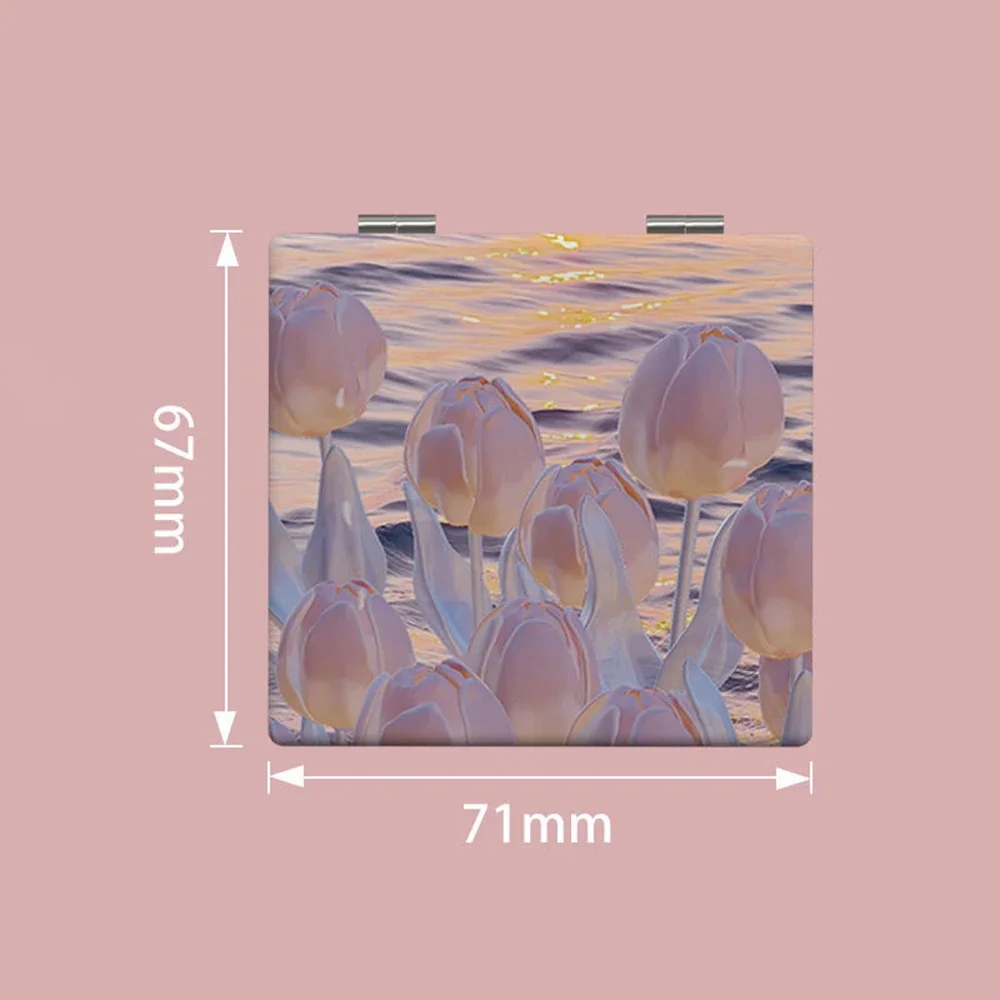 مرآة مكياج محمولة قابلة للطي على الوجهين، مرآة مكبرة مربعة الشكل، جيب مدمج، مرآة محمولة باليد، مرايا للطلاب #5