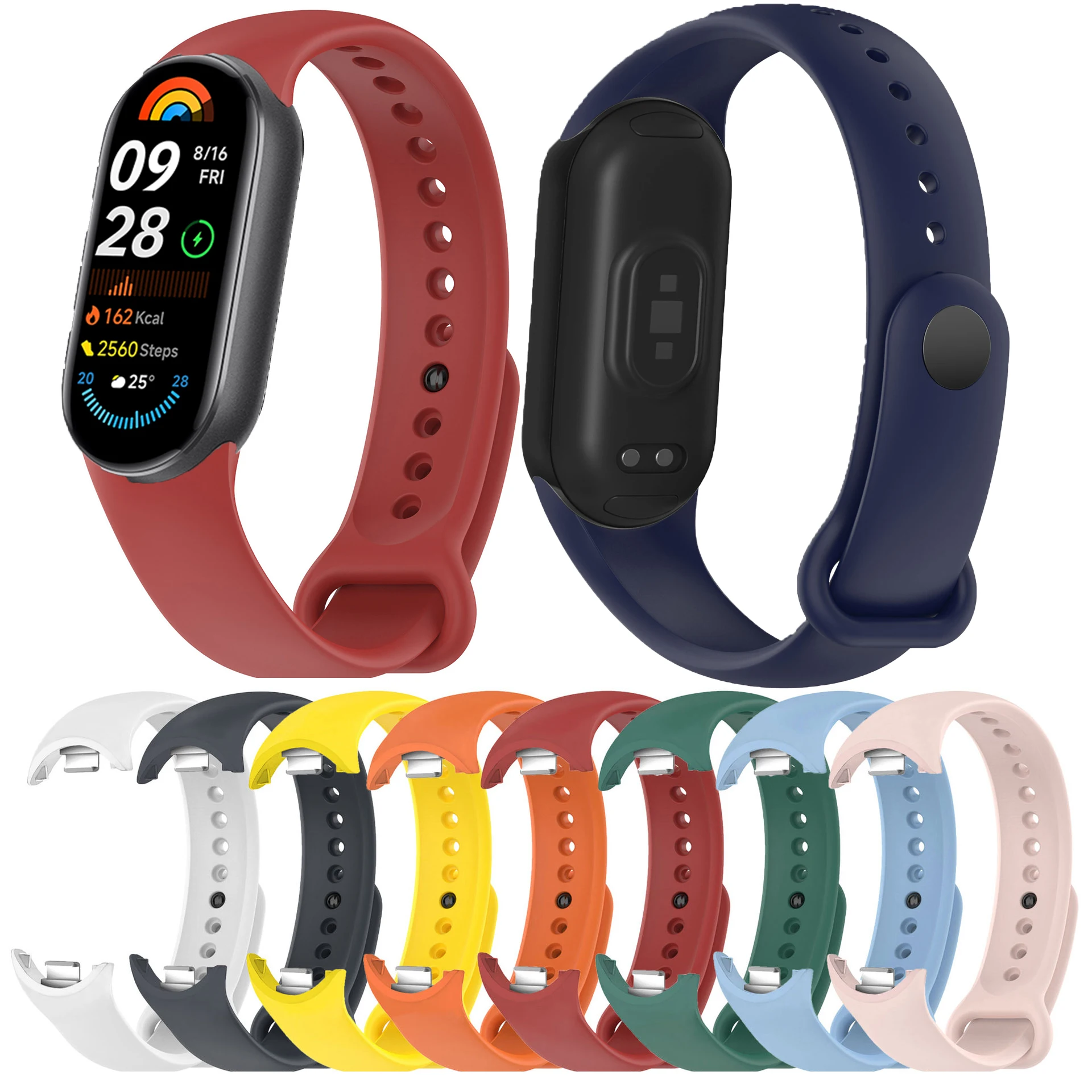 Ремешок силиконовый для Xiaomi Mi Band 9 8, сменный спортивный браслет для Miband 9 8 Miband9, аксессуары