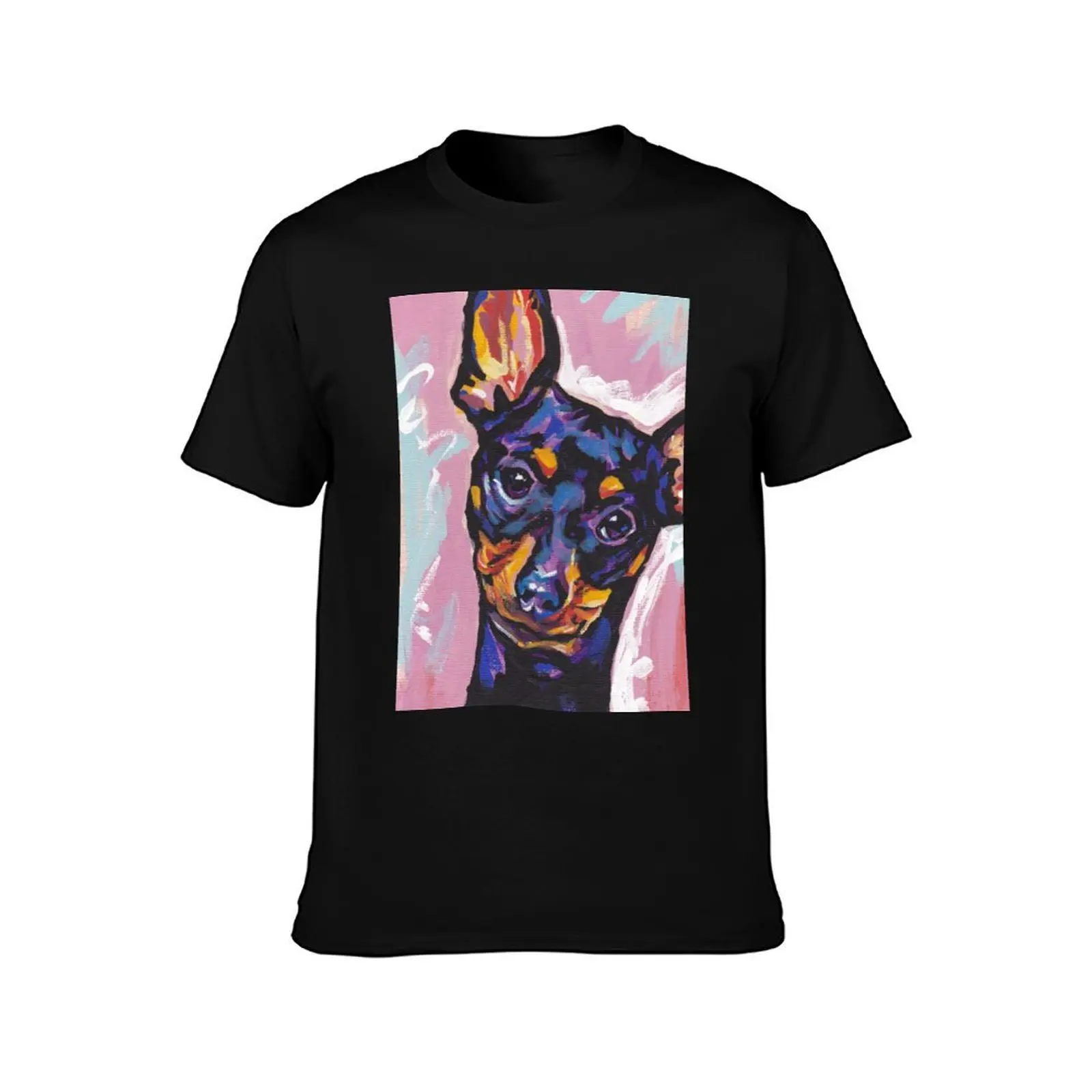 Miniature Pinscher Dog Bright colorful pop dog art T-Shirt, Summer Casual Cotton Tee, Oversized Streetwear Tops, 100% Cotton