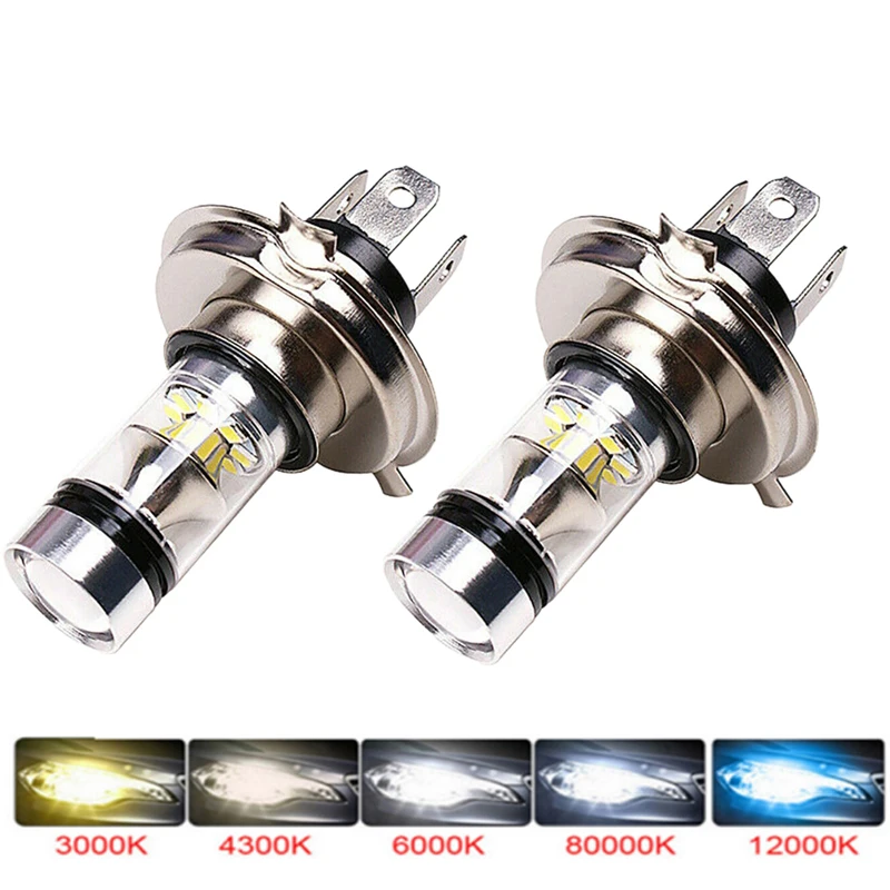 

2Pcs New 100W H4 H7 Super Bright 20Smd Led Car Daytime Running Driving Fog Light Lamp 6000K Auto Headlight High Low Beam Bulbs