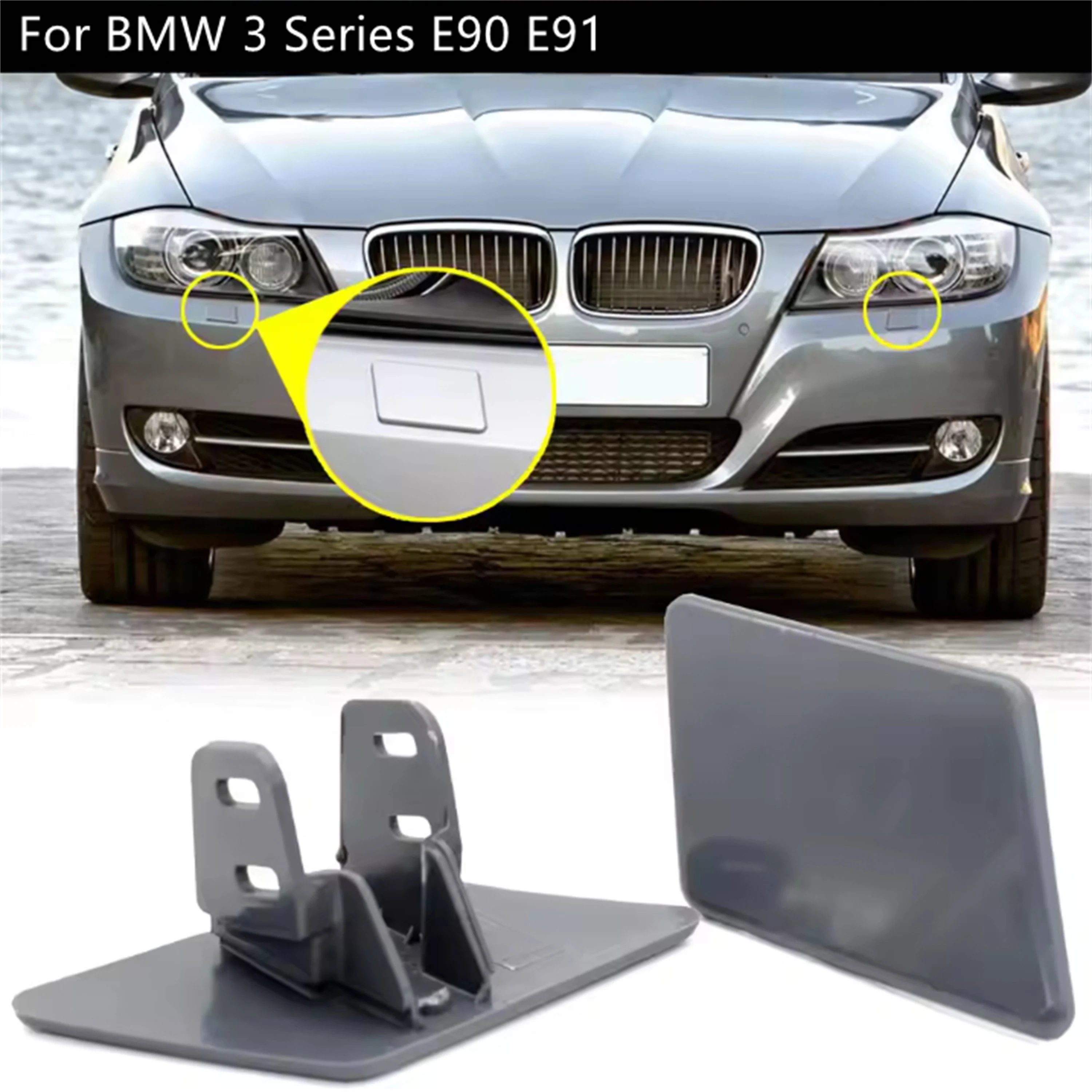 For BMW 3 Series E90 E91 328xi 320i 325i 335i 325xi Front Bumper Headlight Washer Nozzle Cover 2 PCS 61677211209 61677211210