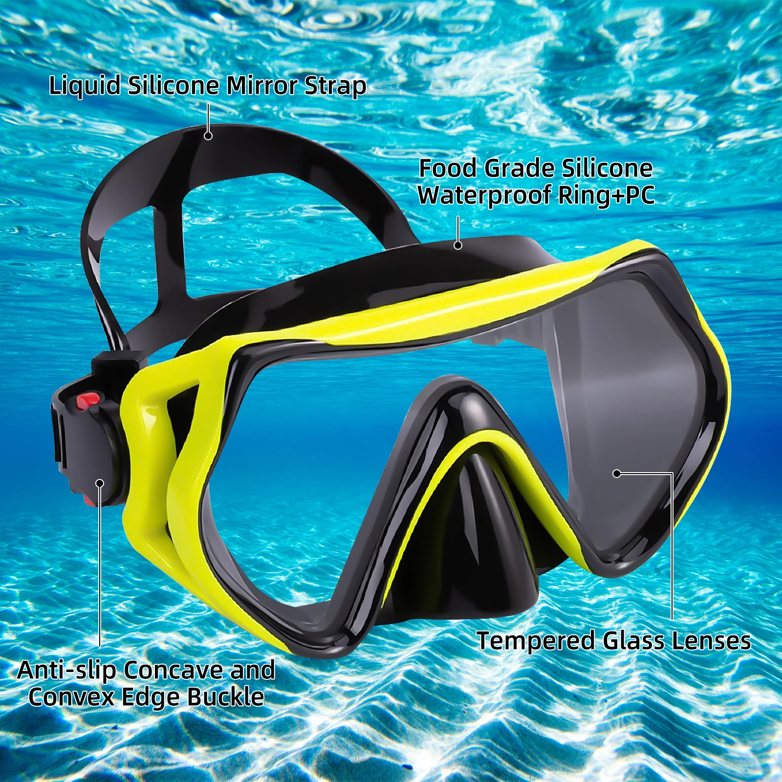 TUDIVING-Scuba Diving Mask for Adults, Professional Anti-Fog Anti-Leak Swim Goggles, Free Diving Mask, Snorkeling Swimming Mask