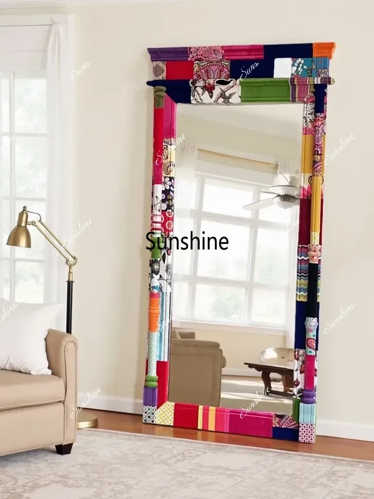 European-Style Furniture Full-Length Mirror Creative Art  Colorful Patchwork High-Definition Dressing Mirror Customization