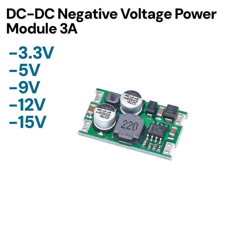 3A DC-DC Negative Voltage Module, 5.5-36V Input, -3.3V/-5V/-9V/-12V/-15V Output Converter for Op-Amp Sensor Power