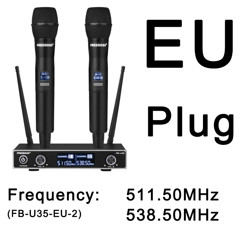 Freeboss 2 Way UHF Fixed Frequency Professional Wireless Dynamic