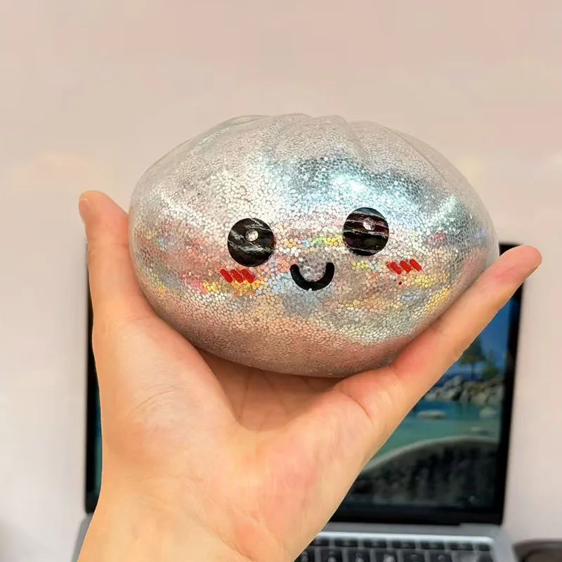 15cm with Bead Dumpling with Steamer Squishy Big Bun Pinching Squeeze for Stress Relief Gift