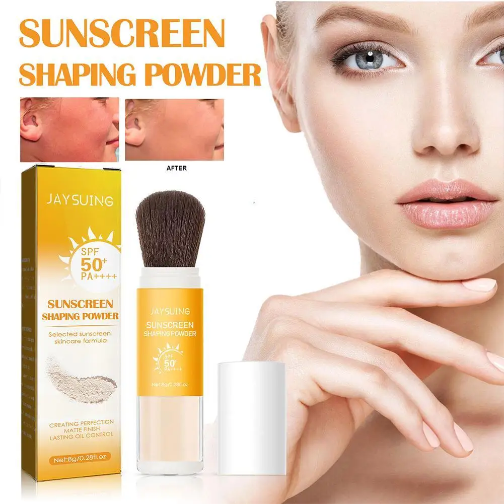 8g Face Sunscreen Shaping Powder Skin Care Maquiagem Matte Finish Oil Control Long Lasting Waterproof Lightweight SPF 50 PA++