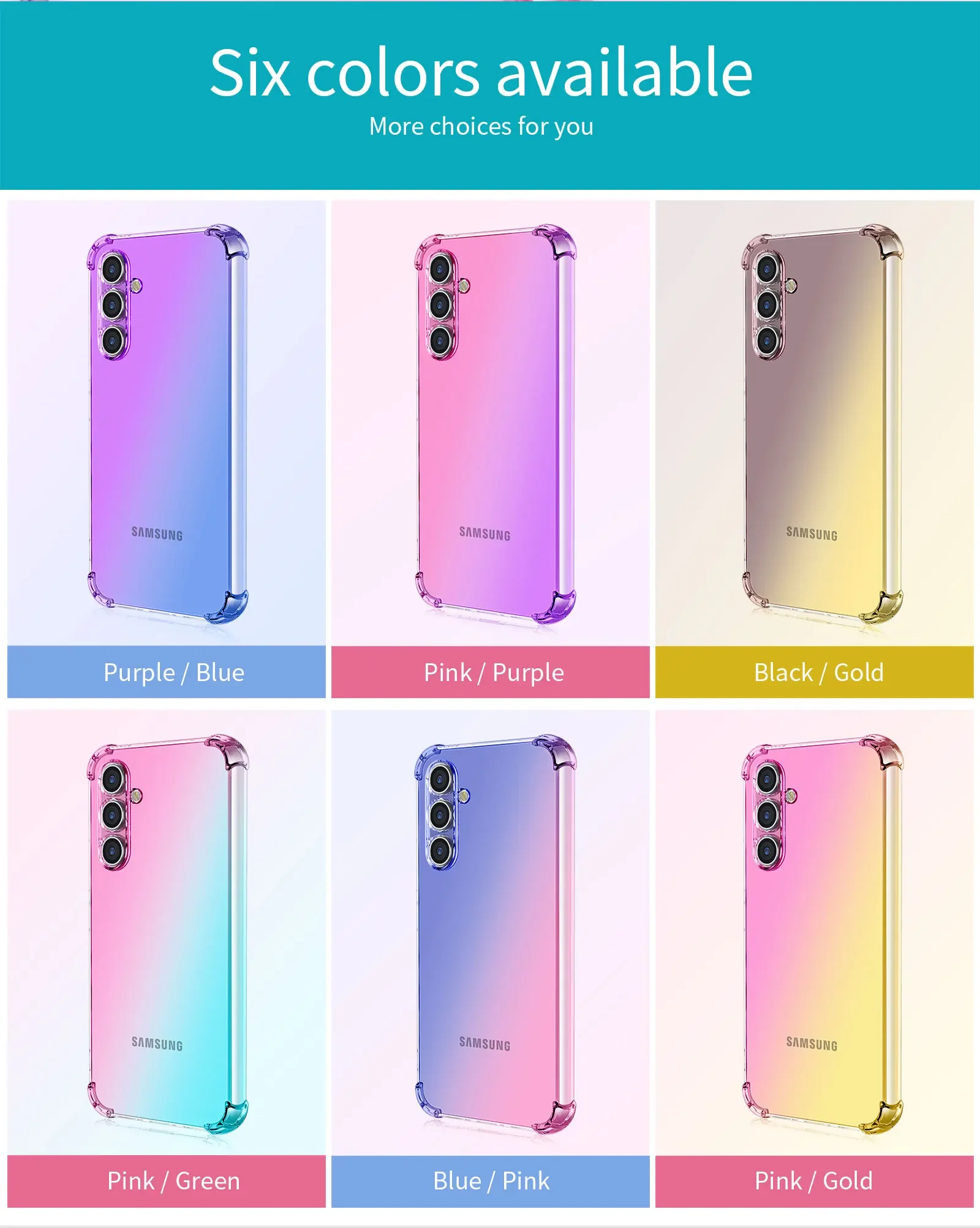 for Samsung A54 A53 A52S A51 A43 A42 5G 4G A50 A41 A40 Clear Case Cute Gradient Slim Anti Scratch Flexible TPU Shockproof Cover