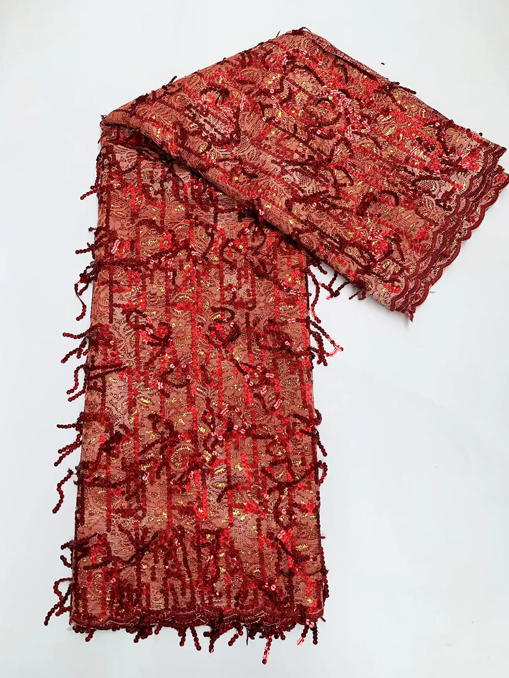 

3d Long Sequined Tulle Lace High Quality African French Mesh Skin Fabric Embroidery Tulle Net Garment Sewing Dress OR46336