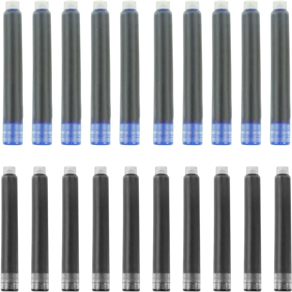 

Набор чернил для перьевых ручек 10/20 шт., картриджи 2.6/3.4 мм, чернила для письма, большой объем, портативные, черные, синие