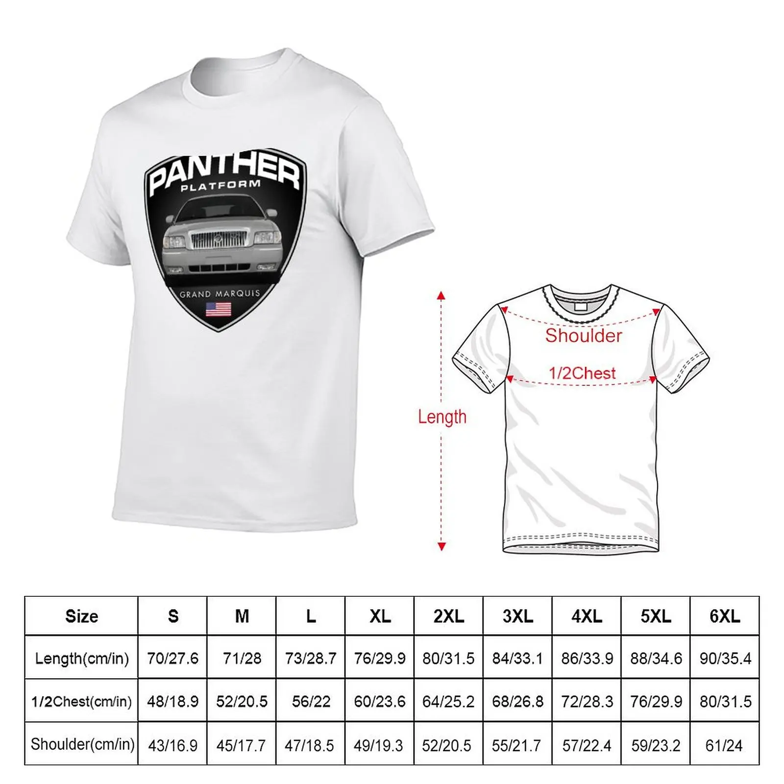Panther Platform - Grand Marquis Silver/Grey Car T-Shirt t shirt man designer t shirts for man cotton T-Shirt