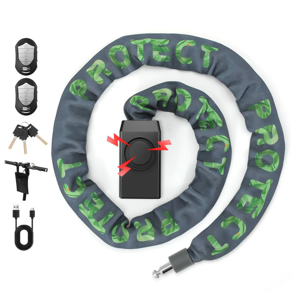 Bike Chain Lock with Alarmn for Electric Scooters Motorcycle Bicycle Parts Accessories
