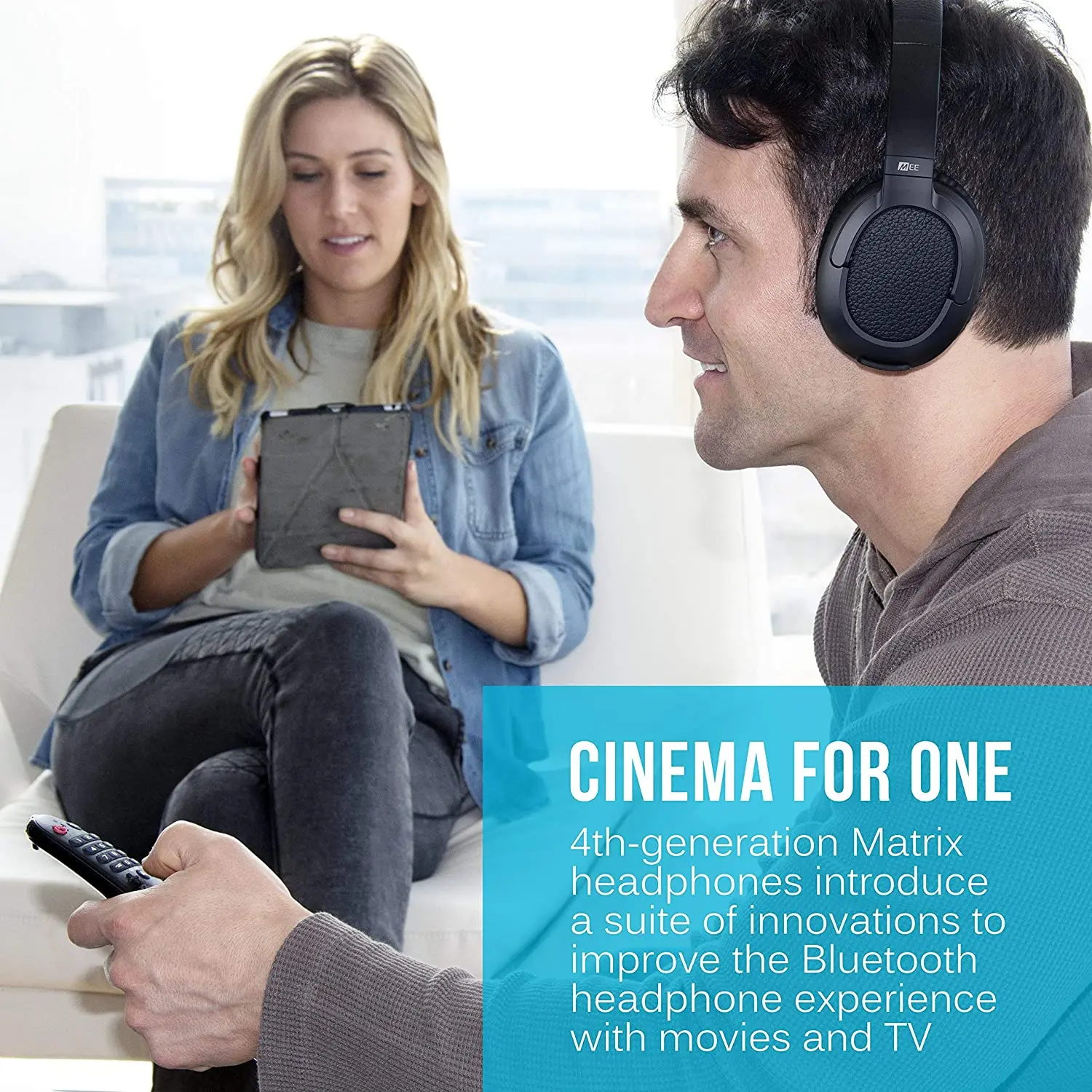 MEE Audio Matrix Cinema سماعات بلوتوث لاسلكية AptX الكمون المنخفض CinemaEAR تعزيز الصوت صوت واضح في عروض التلفزيون