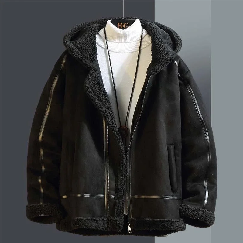 2024 Lamb Cashmere Jacket Men's Fur Integrated Motorcycle Comfortable Casual Winter Thickened Quality Plush Cotton Coats C18