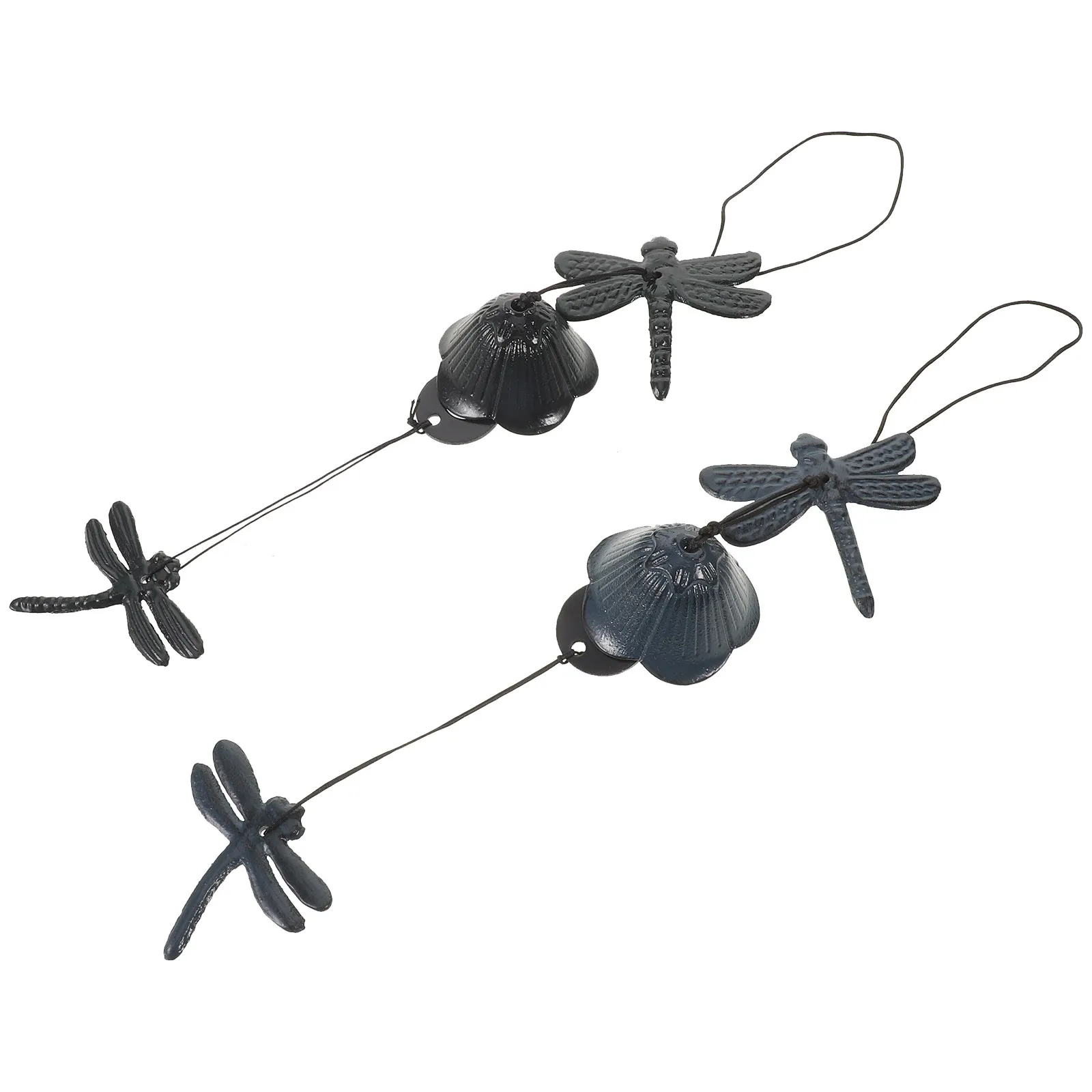 2Pcs Garden Decor Japanese Cast Iron Wind Chimes Dragonfly Pendant Outdoor Hanging Windbell Ornaments Patio Balcony Decoration