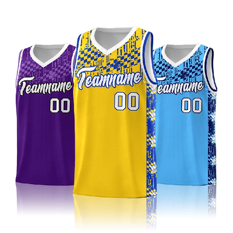 

Custom Basketball Jersey Shorts Set for Adults and Youth Contrast Side Panels with Star and Mosaic Design Sports Uniform