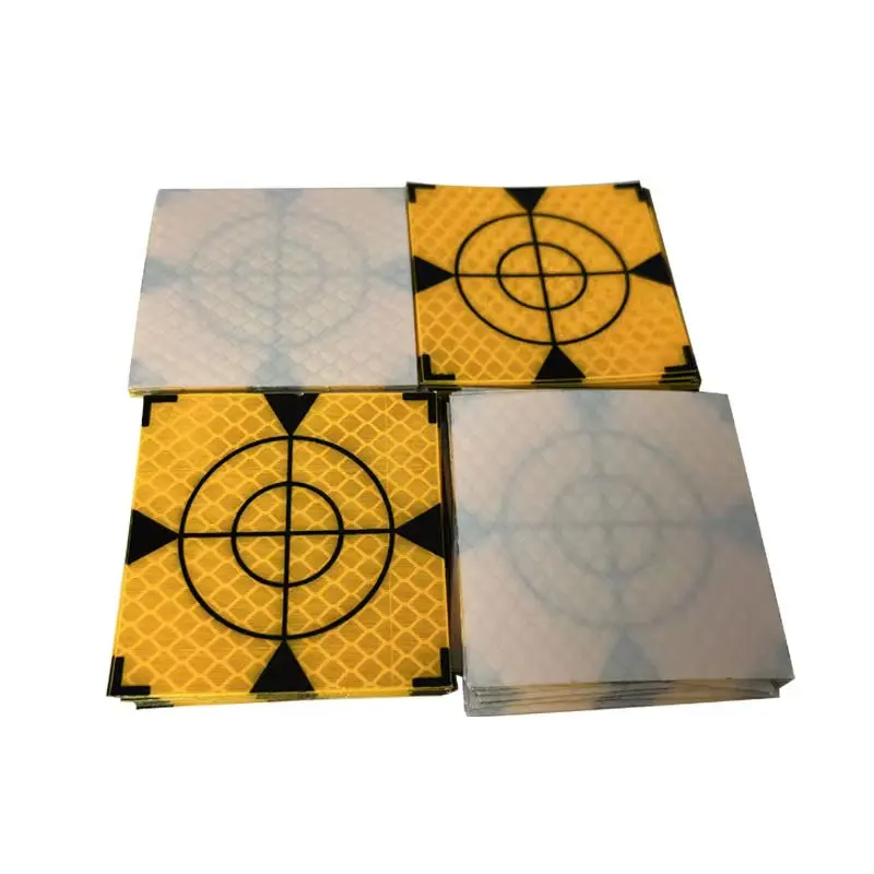 100pcs Size 60mm 20 30 40 50 80 mm Reflector Sheet For Total Station Survey Geography Yellow Triangle Sheet Reflective Sticker