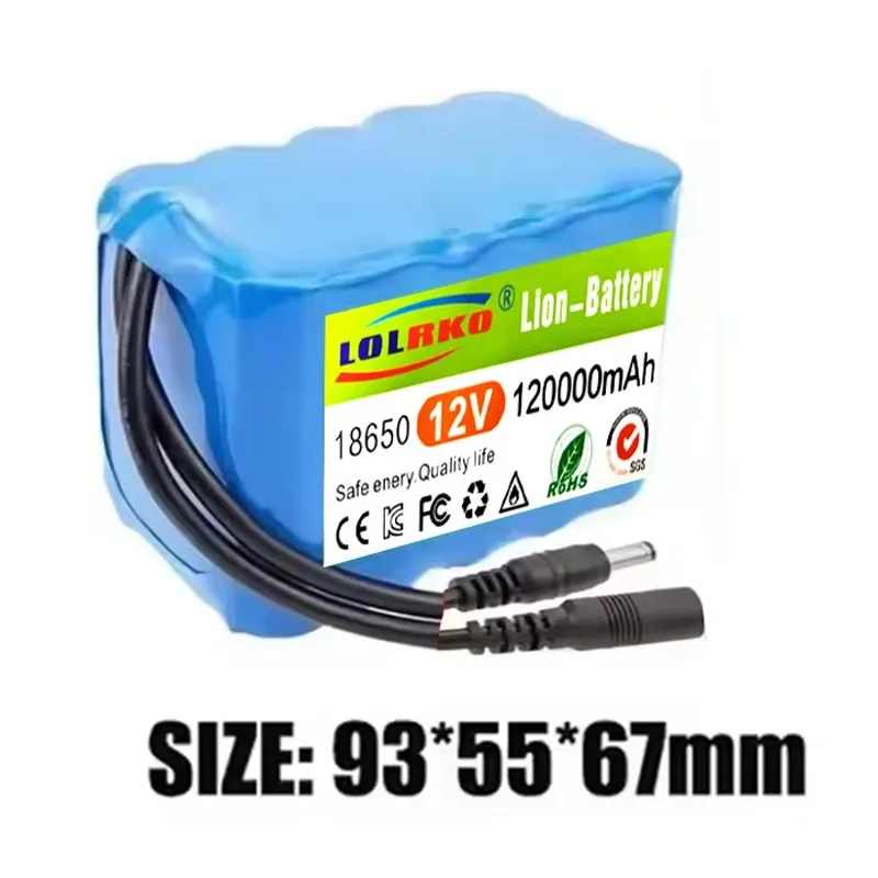18650 lithium-ion battery+charger,12V 120000mAh 3S5P battery pack，with BMS lithium battery pack protection board