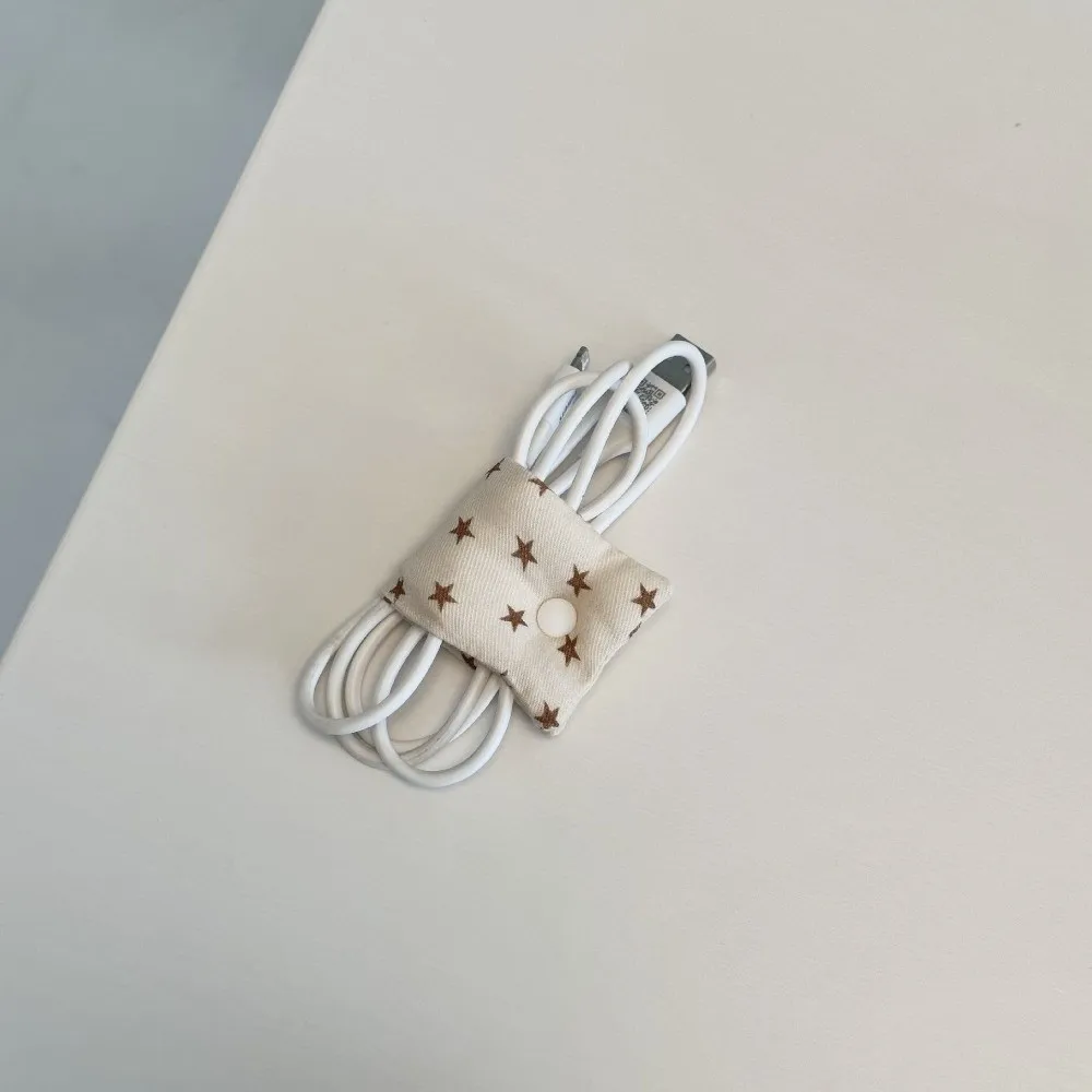 Cute Star Cable Organizer Clip Y2k Style Multifunctional Headphone Cable Storage Handmade Fabric Portable Charging Cable Storage
