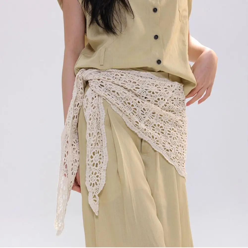 

All-match Fake Collar Knitted Triangle Scarf Ethnic Style Cape Crochet Flower Scarves Korean Style Cloak Fart Curtain Women