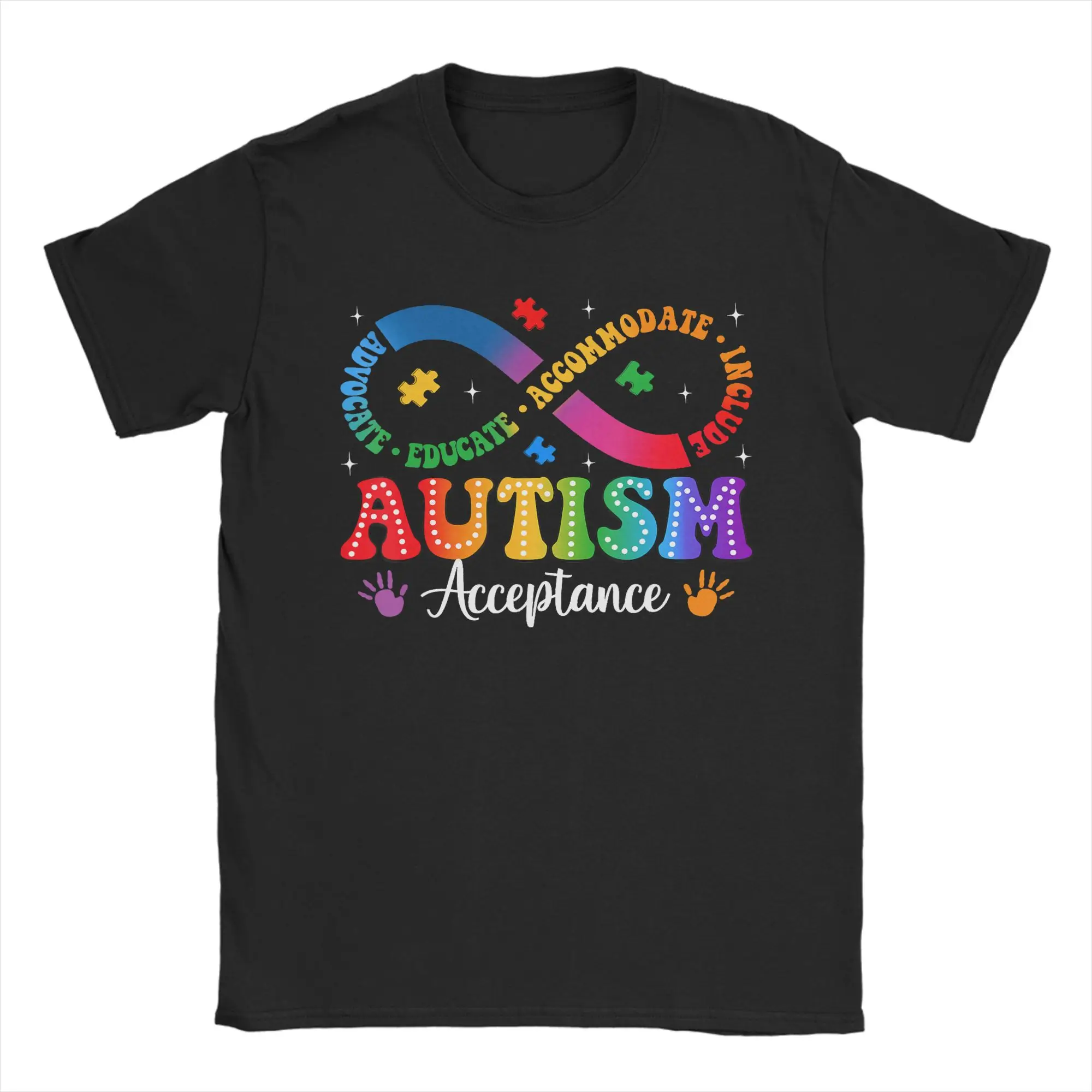 Men's Autism Awareness Acceptance T Shirts  Pure Cotton Tops Summer Classic Short Sleeve T-Shirt O-Neck Tshirt New Arrival
