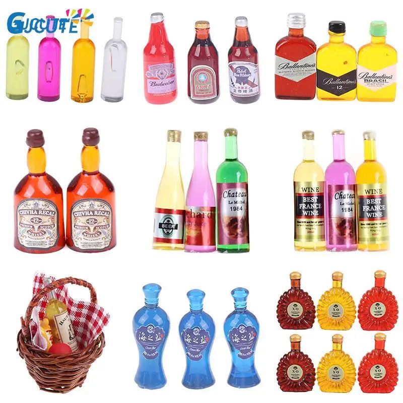 2023 New 1/12 Dollhouse Miniature Mini Simulation Wine Bottle Accessories Decor Furniture Model Toys Children Gifts