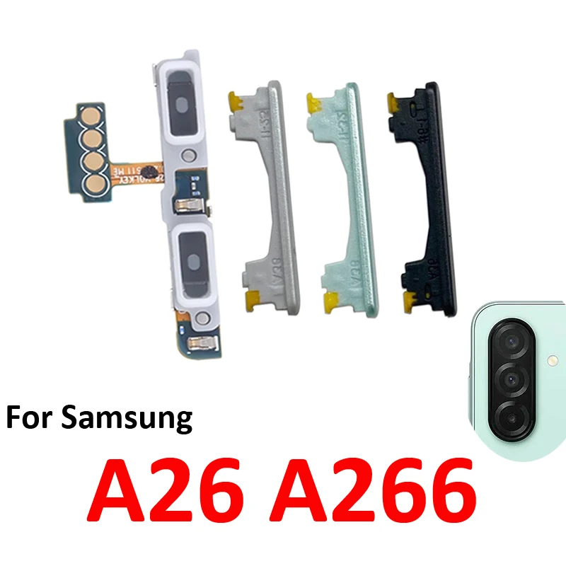 For Samsung Galaxy A26 5G A266 Phone Volume Button Up Down External Key Internal Flex Cable Replacement Repair Parts Black