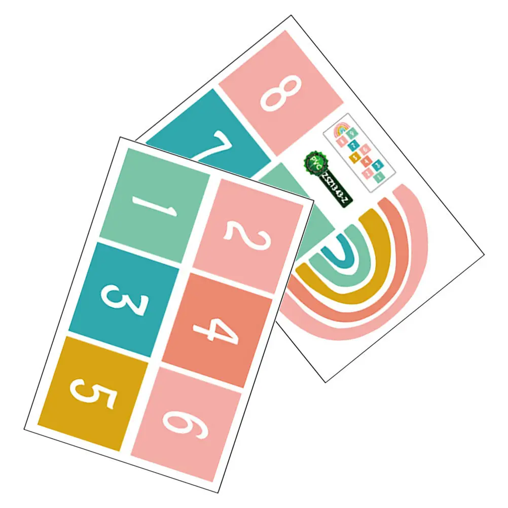 

1Set Cartoon Number Game Floor Stickers Colorful Removable PVC Kids Play Area Decorative Sticker for Bedroom Living Room Nursery