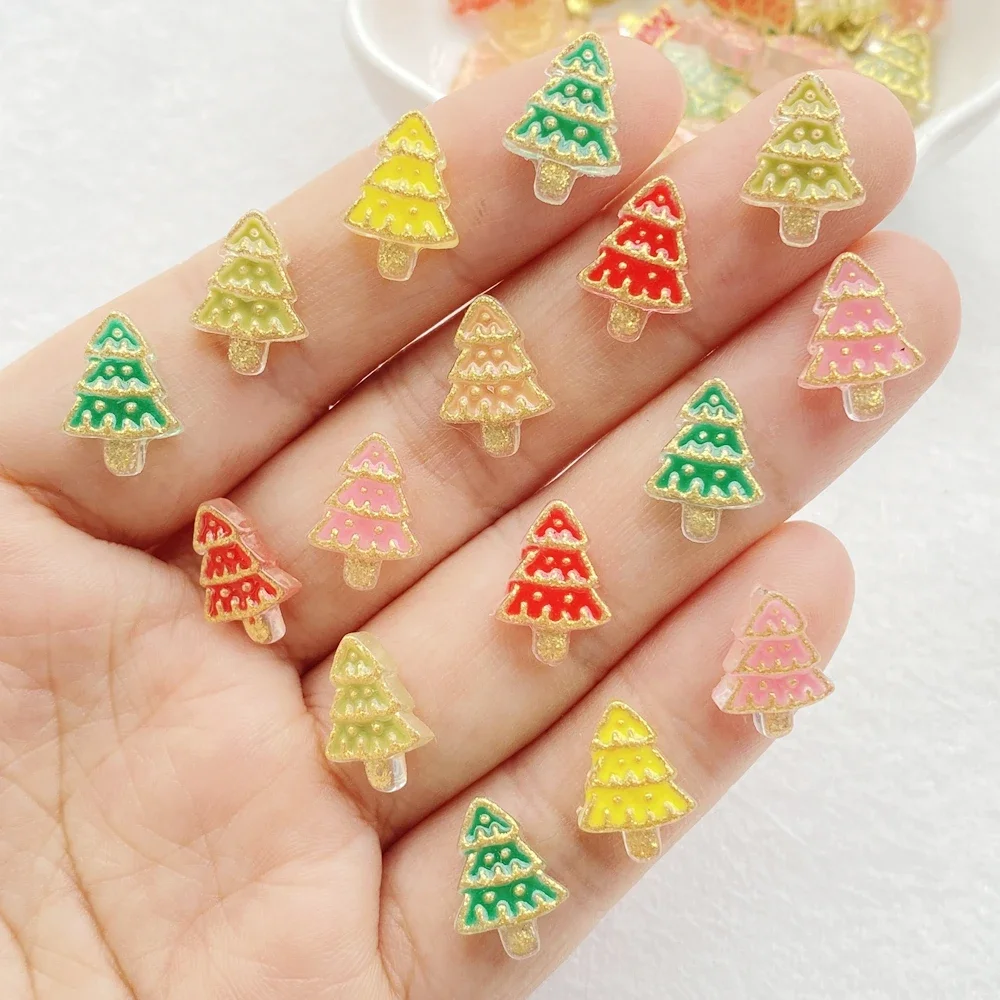 50pcs Resin Colorful Christmas leaves manicure Flatback Rhinestone DIY Scrapbook Decor