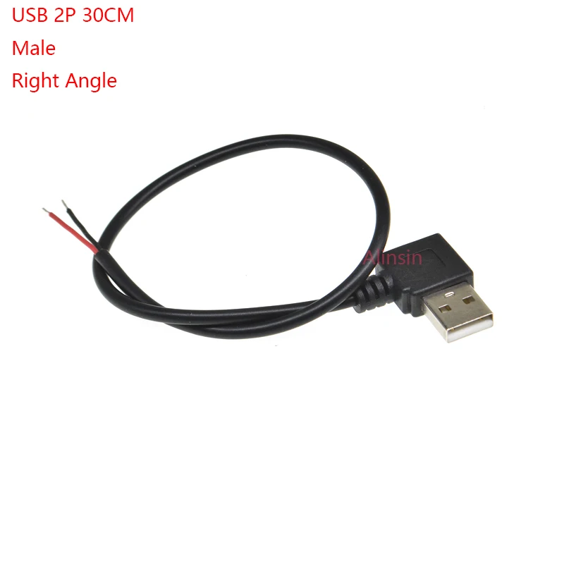 1PCS Right Angle 24AWG 30CM TYPE-A USB connector with wire 2PIN diy usb cable Charging line for 5050 flexible led strip light