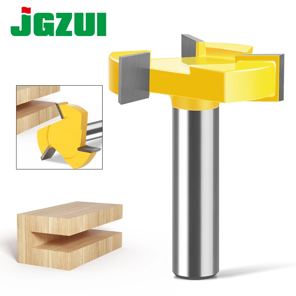 12mm 1/2” Shank Three-point T-Cutter Sole Clearing Router Bit Slotted Cutter Four-point Slotting Cutter Woodworking Tools